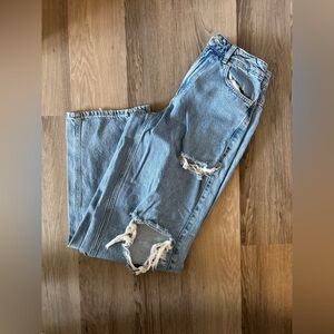 Garage Light Blue Distressed Flare Jeans